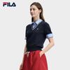 FILA Women's Faux Two-Piece Color Block Polo Knit Shirt