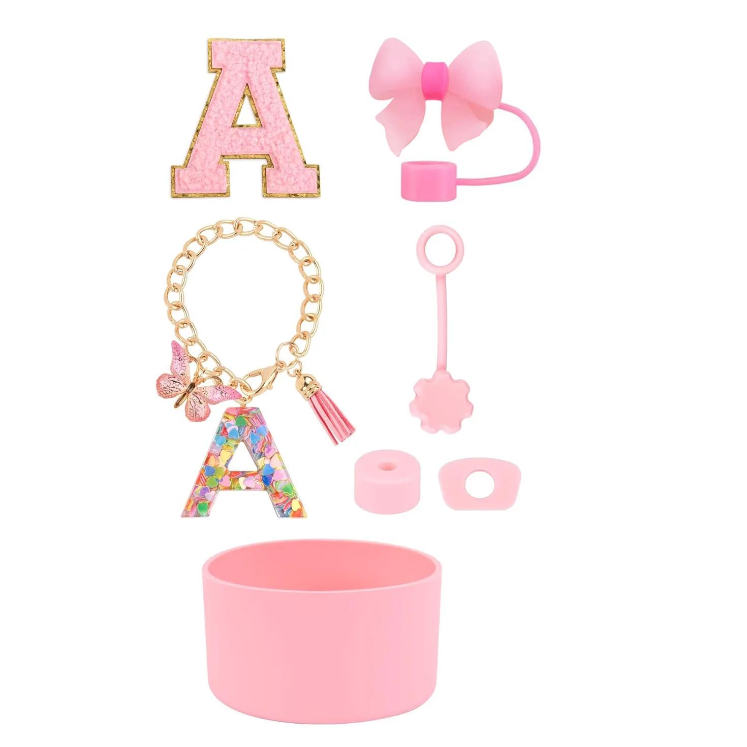 

7pcs Cup Accessories Set for Stanley 30oz 40oz Tumbler Straw Cover Cap Boot Spill Proof Stopper Letter Keychain Charm Sticker