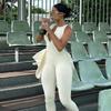 Stylish European & American Women's Sports Zipper Patchwork Yoga Jumpsuit with Cutout Back