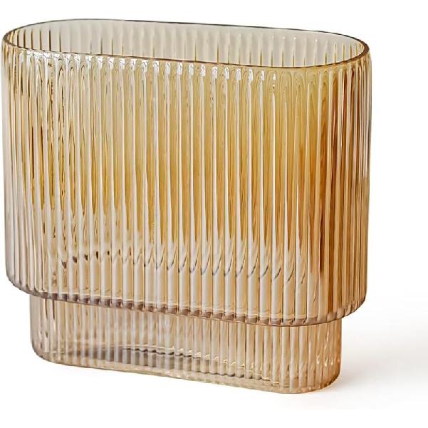Clear Glass Vase Glass Vases for Flowers Clear Vase for Living Room Dining Table Entryway Office Decor (Amber-7 H) Amber-7 h