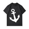 Men's 100% Cotton Short Sleeve Crew Neck T-Shirt, Classic White Nautical Anchor Print Casual Comfortable Tee, Breathable Lightweight Summer Top for Da