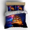 Ship Canvas Artwork Set Soft Comfortable Duvet Cover Bedding Set Included 1*Duvet Cover & 2*Pillowcases, Gift