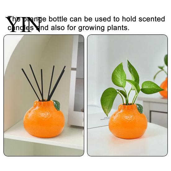 Hydroponik-Efeutopf Orangenförmige Vase, Dekorativer Hydroponik Kreativer Blumenbehälter, Kleiner Schreibtisch-Pflanztopf für Wohnzimmer Bücherregal