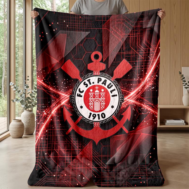 FC St. Pauli Football Print Flannel Blanket, Soft Warm Lightweight Throw Blanket for Sofa Bed Camping