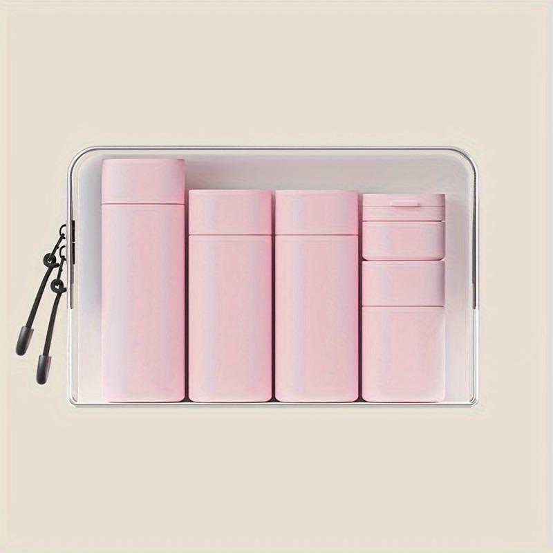 

5Pcs/set Travel Bottles Dispenser Bottles Set for Shampoo Lotion Spray Face Cream Reusable Toiletries Containers рожевий