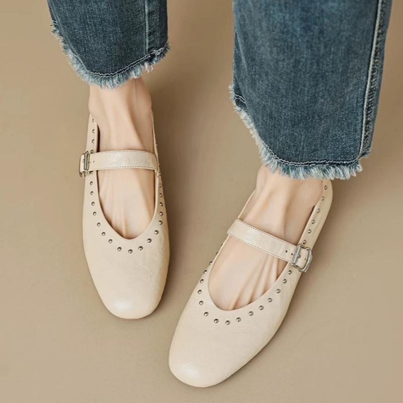 2025 Spring New Trend Women Laofers Mary Jane Casual Leather Ballet Shoes French Style Retro Soft Sneakers Zapatillas