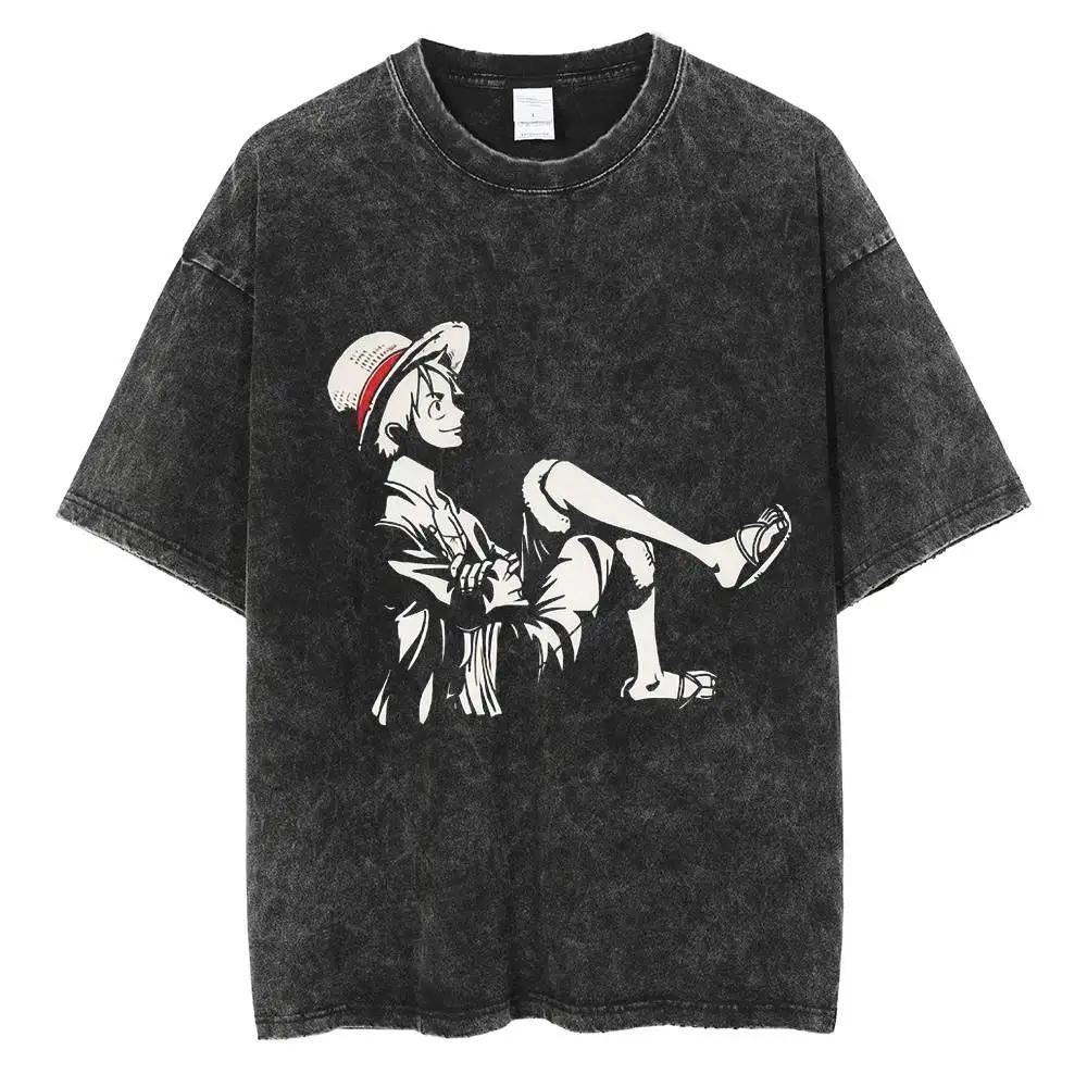

Harajuku Streetwear TShirt ONE PIECE Anime Graphic Print T Shirt Summer Cotton Casual Tshirt Men Hip Hop Short Sleeve Tops M