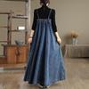 Women's French Retro Loose-Fit Denim Overalls Dress