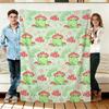 Frog and Mushroom Flannel Blanket Soft Cozy Throws Napping Travel Use