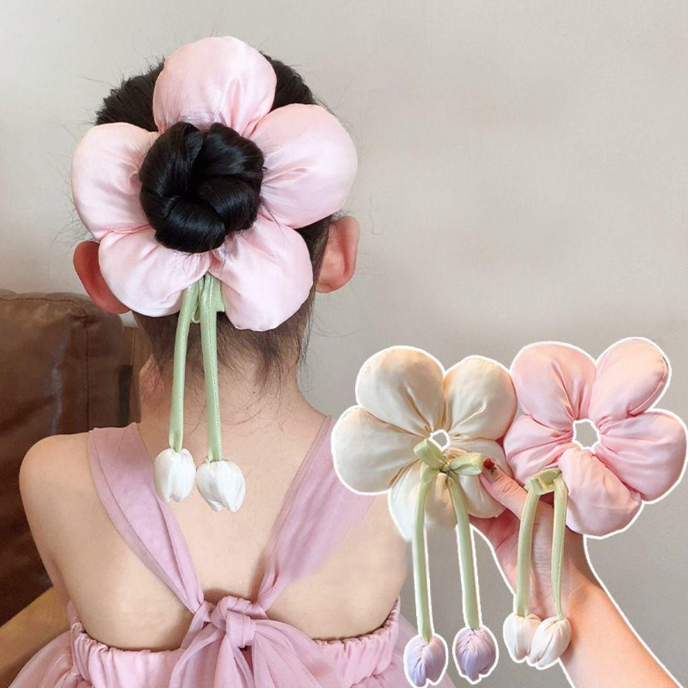 Elastisches Tulpenblumen Haarband Schleife Floral Kopfband Mode Haargummi Frauen Mädchen