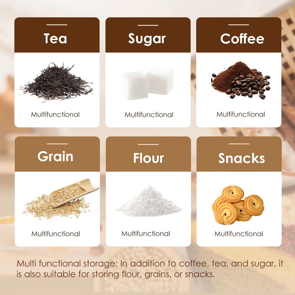 3Pcs/Set Tea Coffee Sugar Canisters Metal Coffee Bean Storage Jars Versatile Tea Coffee Sugar Container Kitchen Food Supplies