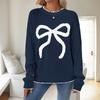 2025 Autumn/Winter Women's Bow Christmas Round Neck Long Sleeve Pullover Sweater