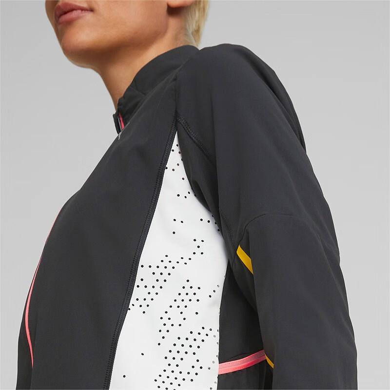 Puma Retro Sports Stand Collar Jacket Striped Breathable Zip Jacket Women Jackets Black 522223-51