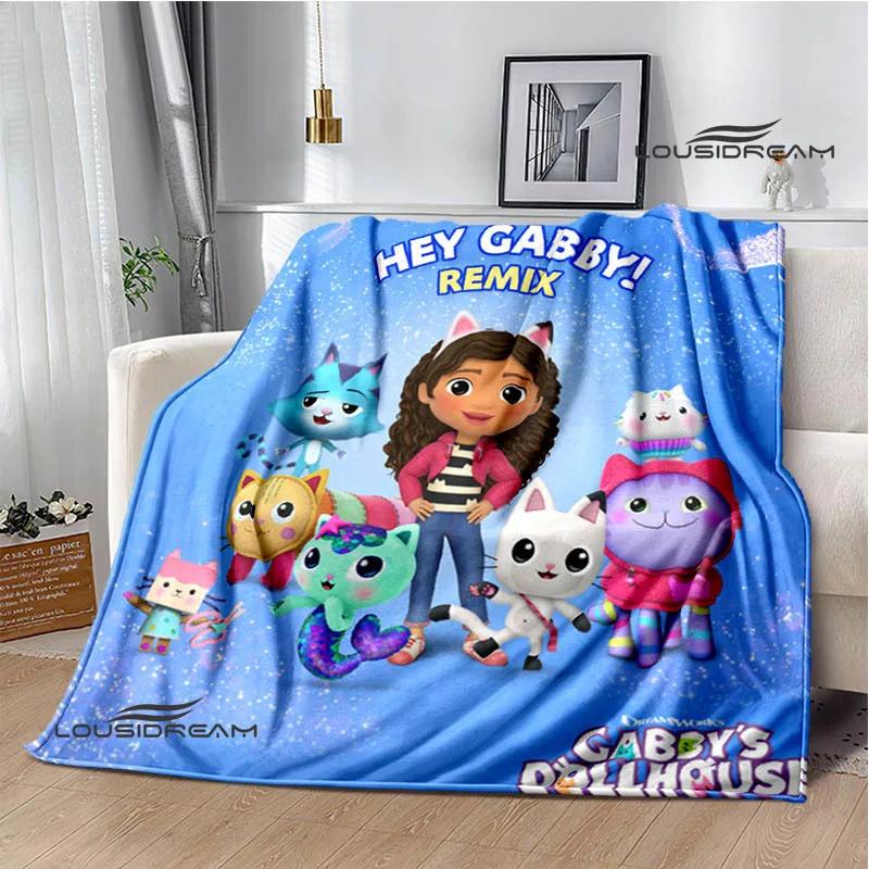 Gabby's Dollhouse Cute Anime Printed Blankets Picnic Blanket Flannel Warm Blanket Travel Blankets Bed Linings Birthday Gift