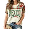 Women's Mexican Graphic Print Short Sleeve T-Shirt Neck Cotton Top
