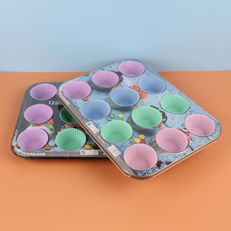 

Non-stick Black 12 Cups Muffin Cupcake Cake Pan Round with Hole Molds Household Baking Utensils DIY Oven Bakeware Supplie