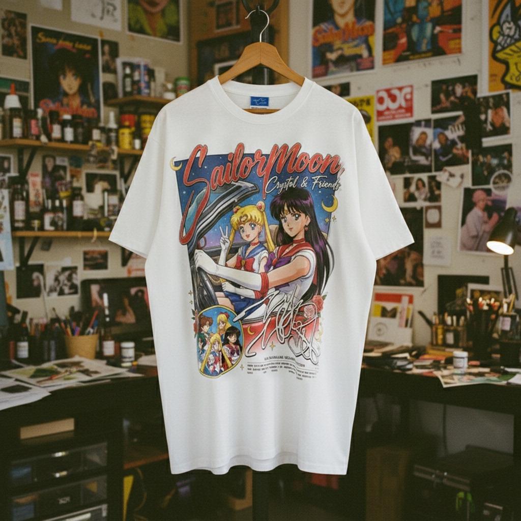 Sailor Moon Group Anime Graphic T Shirt Retro Vintage Style Oversized Cotton Unisex Casual Short Sleeve Streetwear Tee