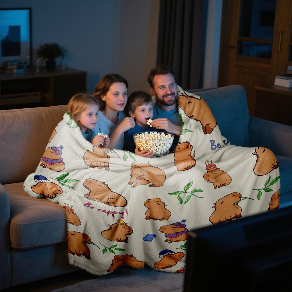 Trembling Capybara Blanket Printed Throw Blanket Plush Fluffy Flannel Fleece Blanket Soft Throws for Sofa Couch and Bed