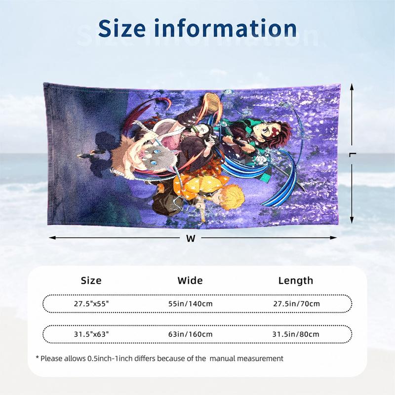 Akaza Demon Slayer Beach Towel Quick Dry Soft MicrofiberSand Resistant Oversized Cabana Bath Sheet for Swimming Pool Travel Gift
