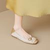 Single shoes women's flat bow soft sole light mouth silver Mary Jane shoes