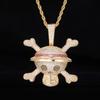 Anime Skull Pendant Necklace Set with Zircon