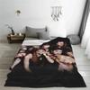 Korean Women's Group TWICE Plaid Blankets Fleece Printed Multi-function Soft Throw Blankets for Bedding Office Plush Thin Quilt