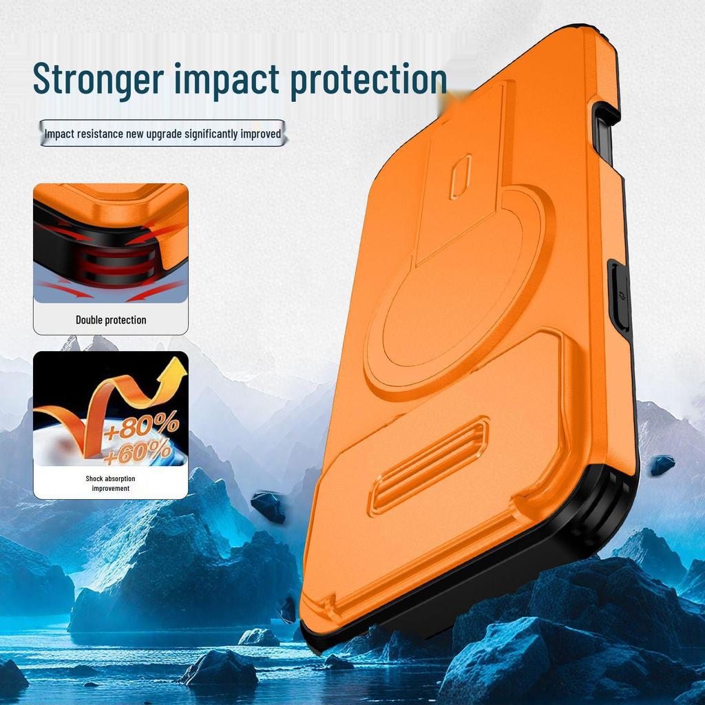 Magnetic Stand iPhone 17 Pro Max Case with Push-Window & Apple 16 Anti-Fall Protection