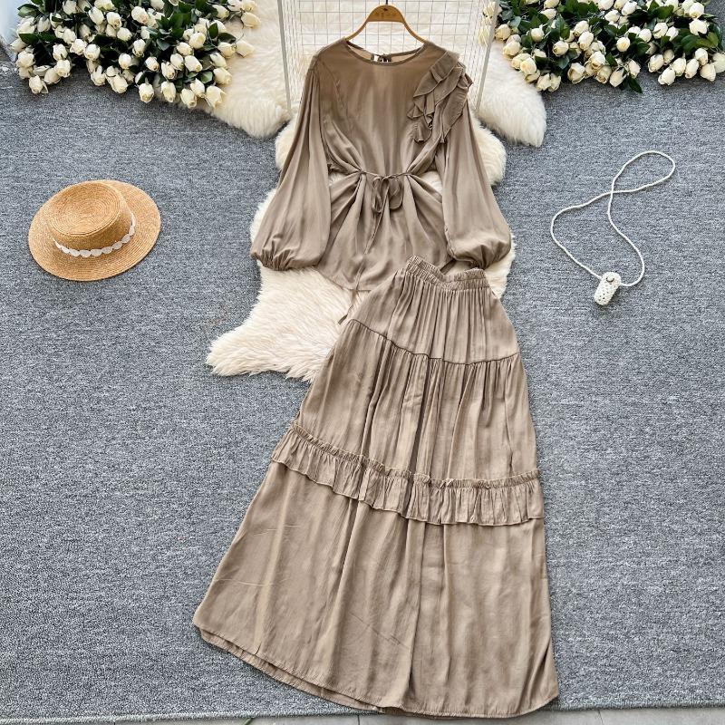 

Женская ретро-юбка Royal Sister Simple Temperament с рукавами-фонариками и эластичной талией для похудения One size хаки