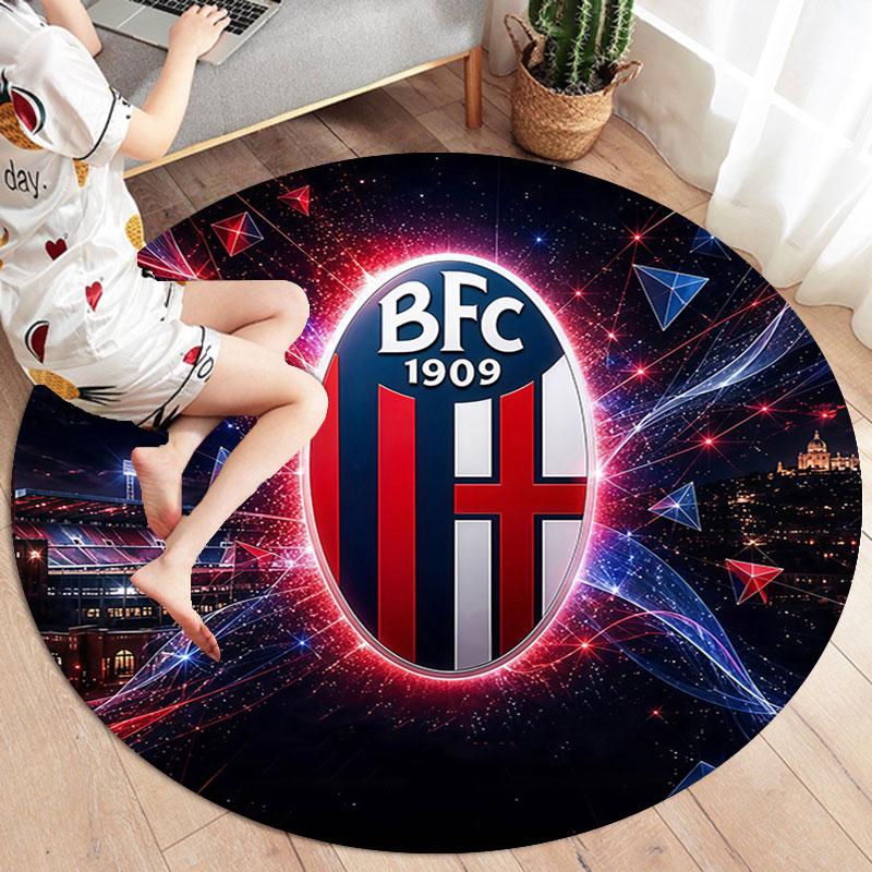 Bologna FC 1909 Round Area Rug,Carpet Rug for Living Room Bedroom Sofa Playroom Decor,Non-slip Floor Mat