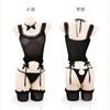 Sexy Women Cosplay Maid Set Oil Glossy Shiny Elastic Bodysuit Lace Sheer See Through Garter Stocking Tights Outfits Leotard