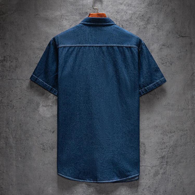Men Summer High Quality Pockets Shirt Men Clothing Men's Denim Shirts Short Sleeve Cotton Slim Cotton Jeans Denim Shirts