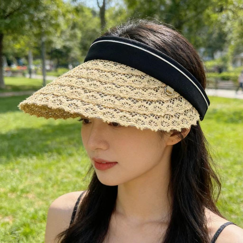 New Lace Sun-protection Empty Hat for Women, Outdoor Travel Fashionable Versatile Sun Hat, Vacation Beach Sun Hat