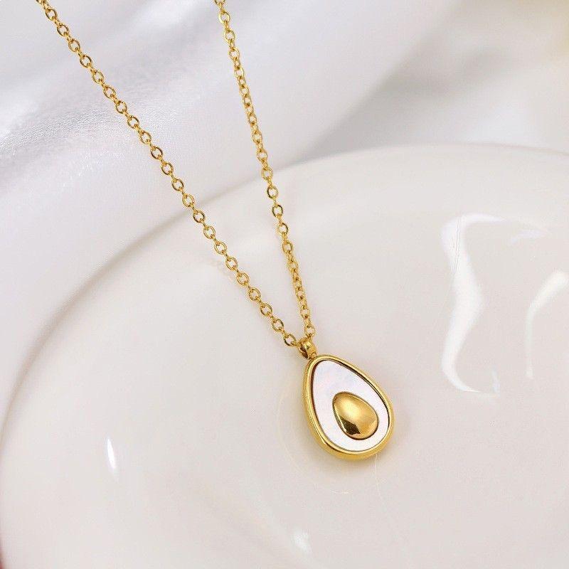 2026 Exquisite Women's Shell Avocado Necklace — Titanium Steel, Colorfast, Light Luxury Collarbone Chain
