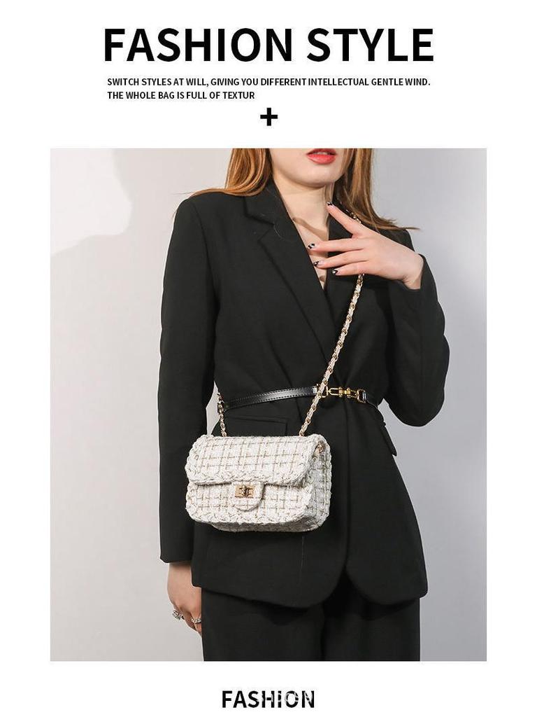 2024 A/W Women's Tweed Chain Underarm Shoulder Bag - High-End Small Square Crossbody