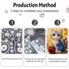 Pearl painting diy sticky diamond creative cute cat with ball diamond painting kit living room hanging painting