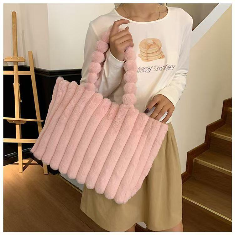 Large Plush Tanghulu Tote - Cute, Fashionable, Single-Shoulder Handbag for Autumn/Winter