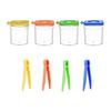 Classroom Learning Viewer Set for Children, 4 Observation Cups with View Covers and Tweezers for Insect Study, Nature Themes and Outdoor Learning
