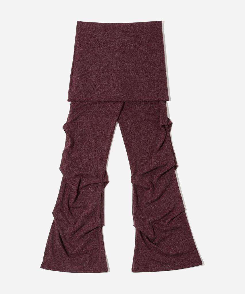 KIJIKO Ke609-Shirring Skirt Leggings Burgundy