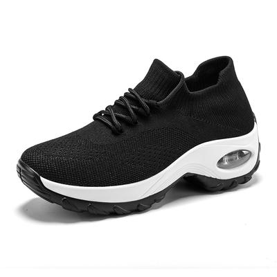 2025 comercio exterior único talla grande zapatos de mujer con cordones cojín de aire zapatos deportivos tejidos con mosca zapatos mecedora zapatos calcetines
