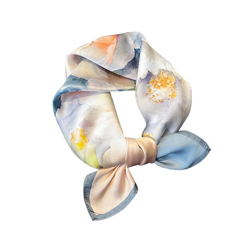 100% Natural Real Silk Scarf Women Shawls Wraps for Ladies Scarves Bandana Summer Satin Flower Foulard Femme Square Scarfs Hijab