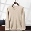 Men's Seven-Needle Cashmere V-Neck Sweater, Double-Strand Thickened, Soft Knit Base Layer for Autumn/Winter.
