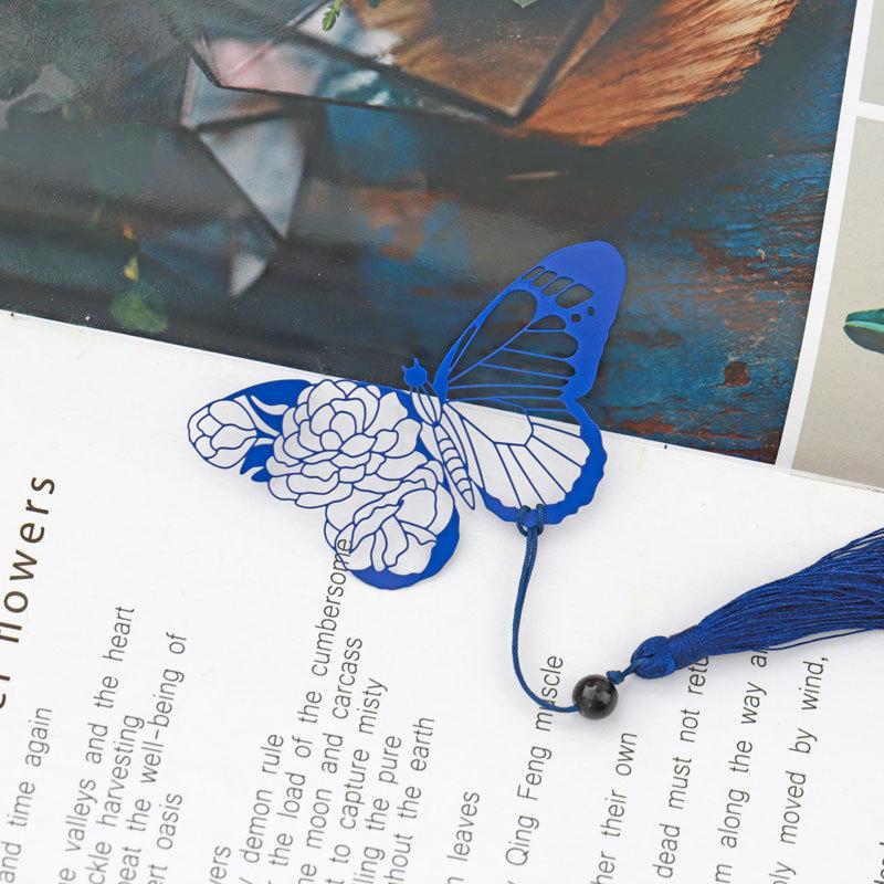 1Pc Vintage Butterfly Rose Ribbons Tassel Pendant Office Book Marker Supply School Creative Student Stationery Metal Bookmark