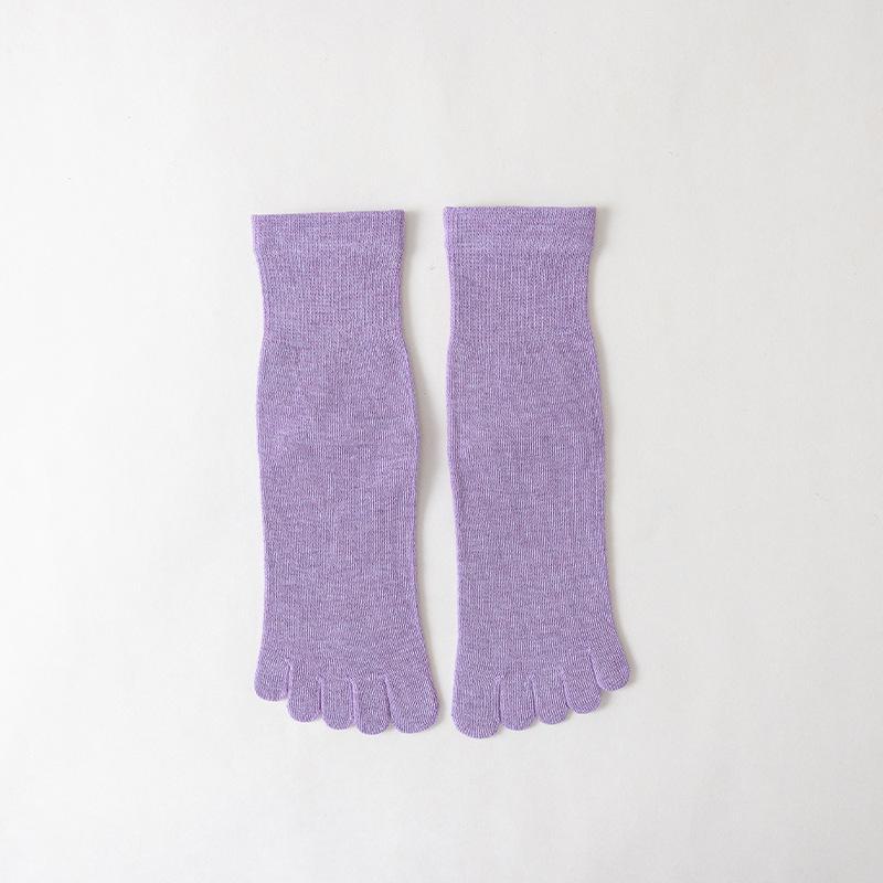 Unisex All-Season Cotton Split-Toe Five-Finger Socks - Breathable, Solid Color, Mid-Tube for Sports and Leisure.