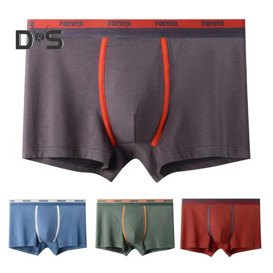 Men Boxer Underwear Mid-rise Elastic Waist Shorts Briefs Letter Print U-Convex Stretchy Panties Daily Wear