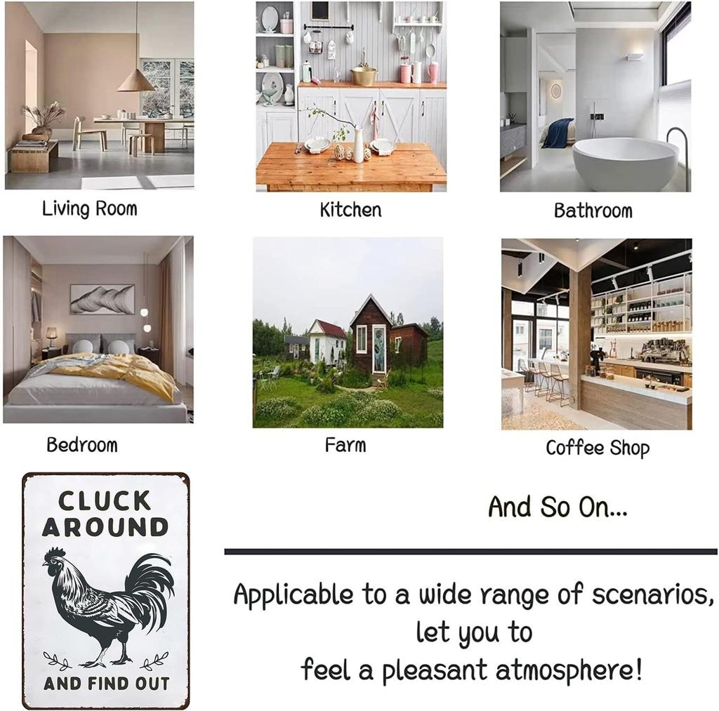 1pc Funny Chicken Gifts Chicken Cluck Around and Find Out Tin Sign for Home Farm Chicken Coop Farmhouse Kitchen Garden Decor