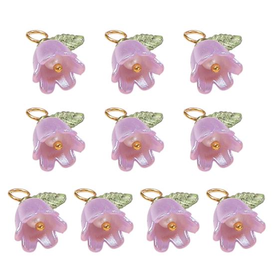 10Pçs Pingente DIY Flor do Vale de Resina com Textura de Simulação Tridimensional