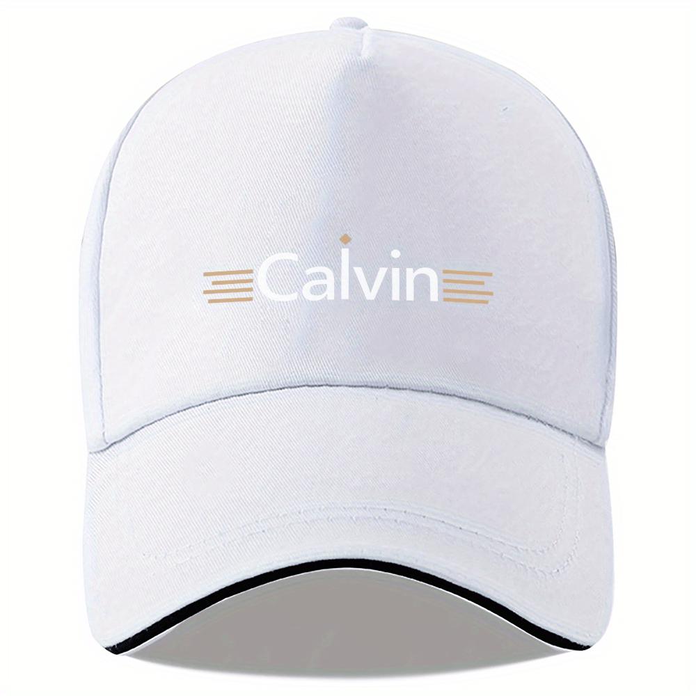 

1 шт. Стильна бейсболка Calvin білого та коричневого кольорів з логотипом, регульована, для подорожей, легкий поліестер, машинне прання Adjustable