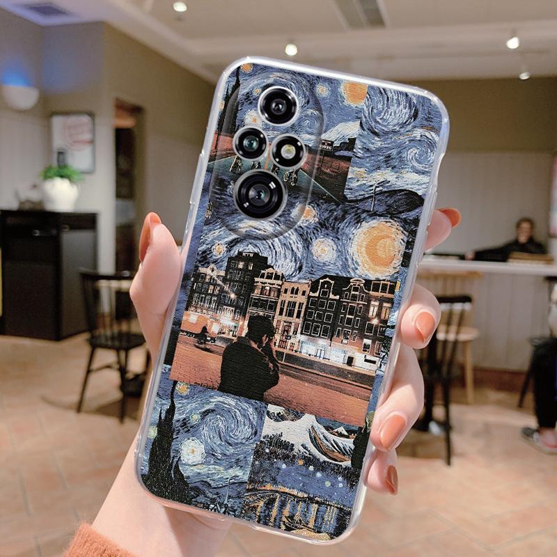 Für Honor 200 Pro Handyhülle Mode Blume Transparente Rückseite Für Honor 200Pro Weiches TPU Silikon Anti-Drop Bumper Fundas