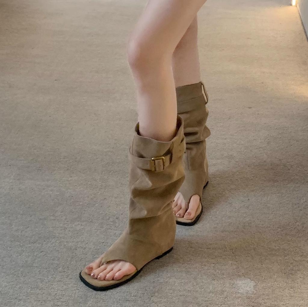 Grape Mother 2025 Autumn and Summer New Fashion Toe Cool Boots Casual Style Korean Version Versatile Women's Boots Single Breathable Boots