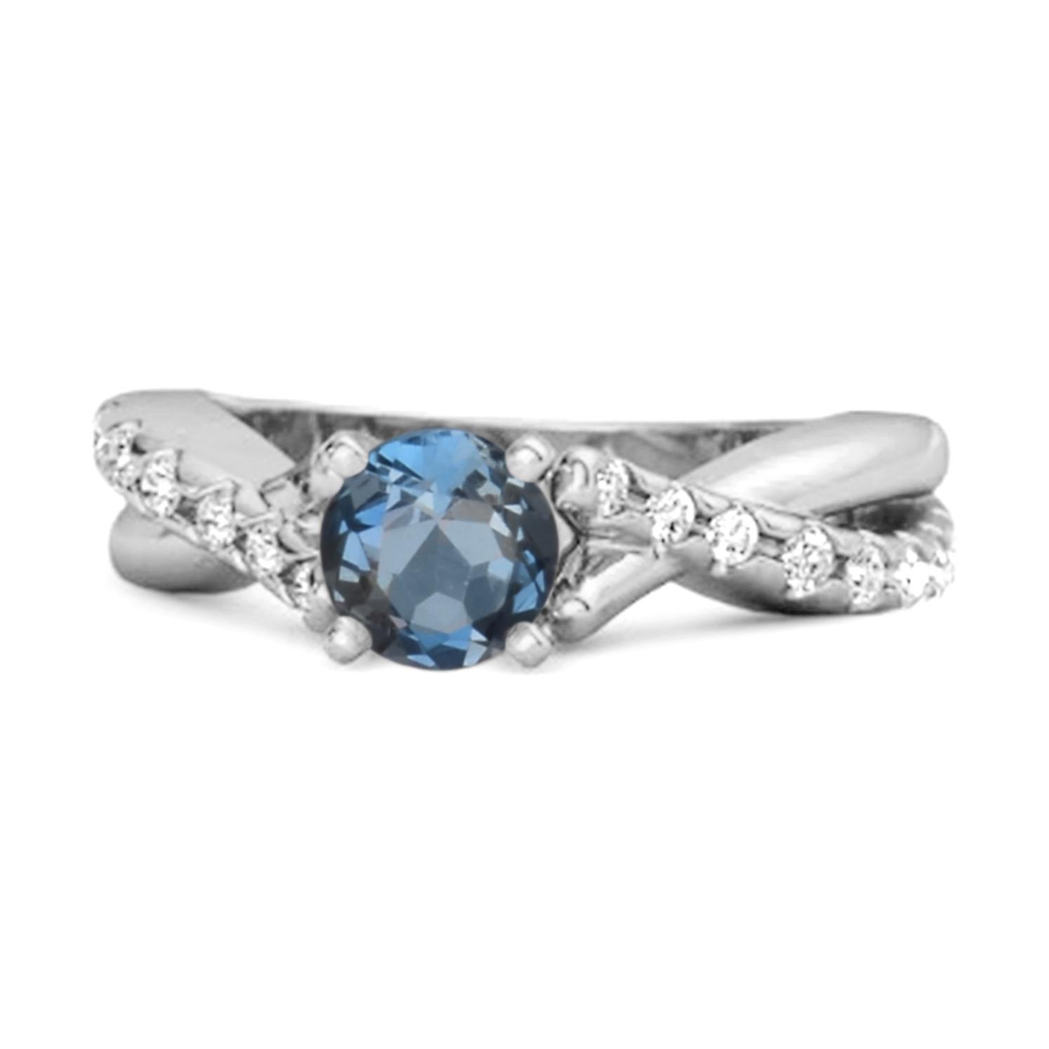 London Blue Topaz Crisscross Stackable Ring - 925 Sterling Silver 8